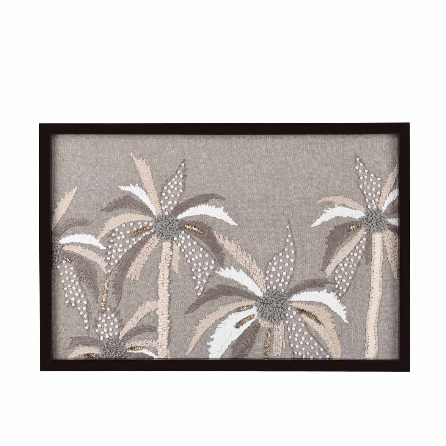 Coconut Tree Embroidered Wall Art (Beige)