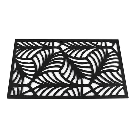 Leaf Design Rubber 18" x 30" Door Mat (Black)