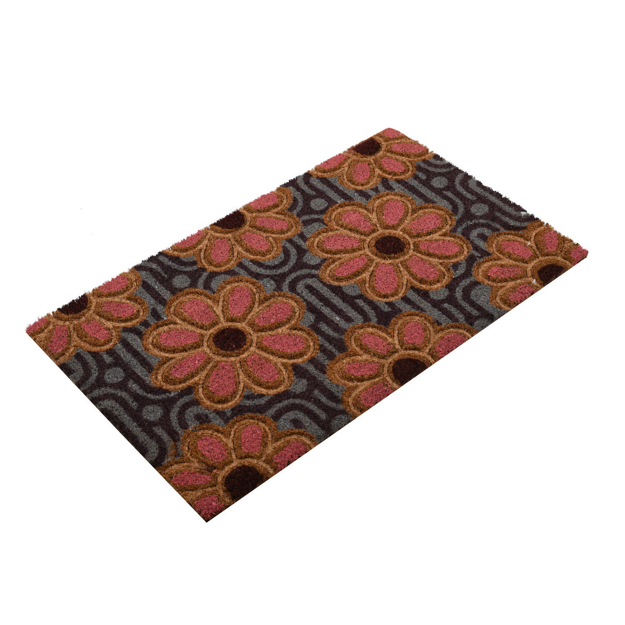 Floral Embossed PVC & Coir 18" x 30" Door Mat (Multicolor)