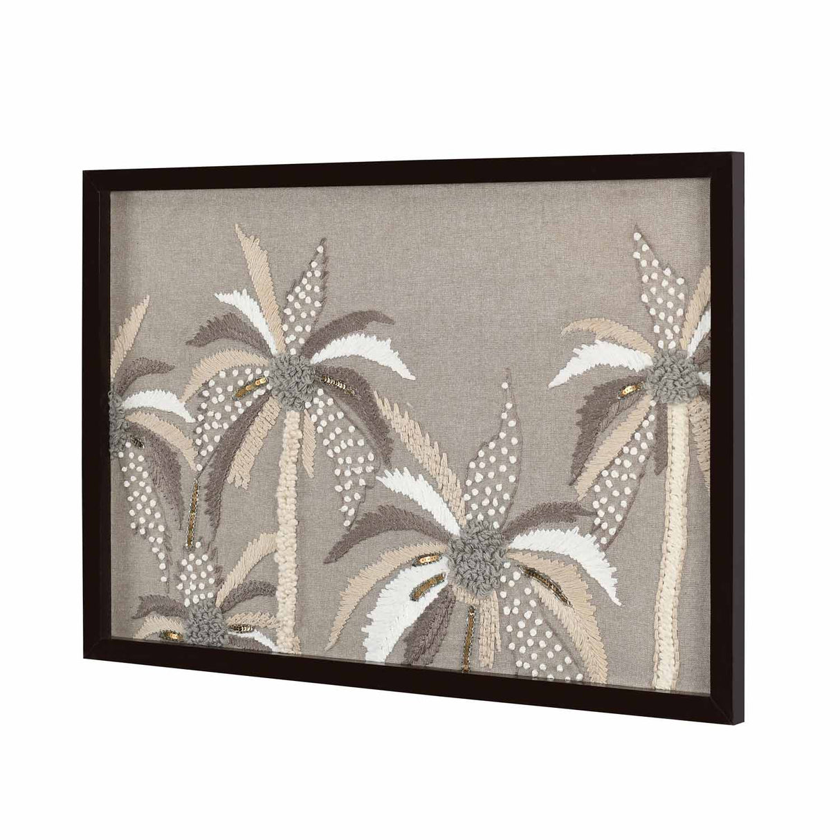 Coconut Tree Embroidered Wall Art (Beige)