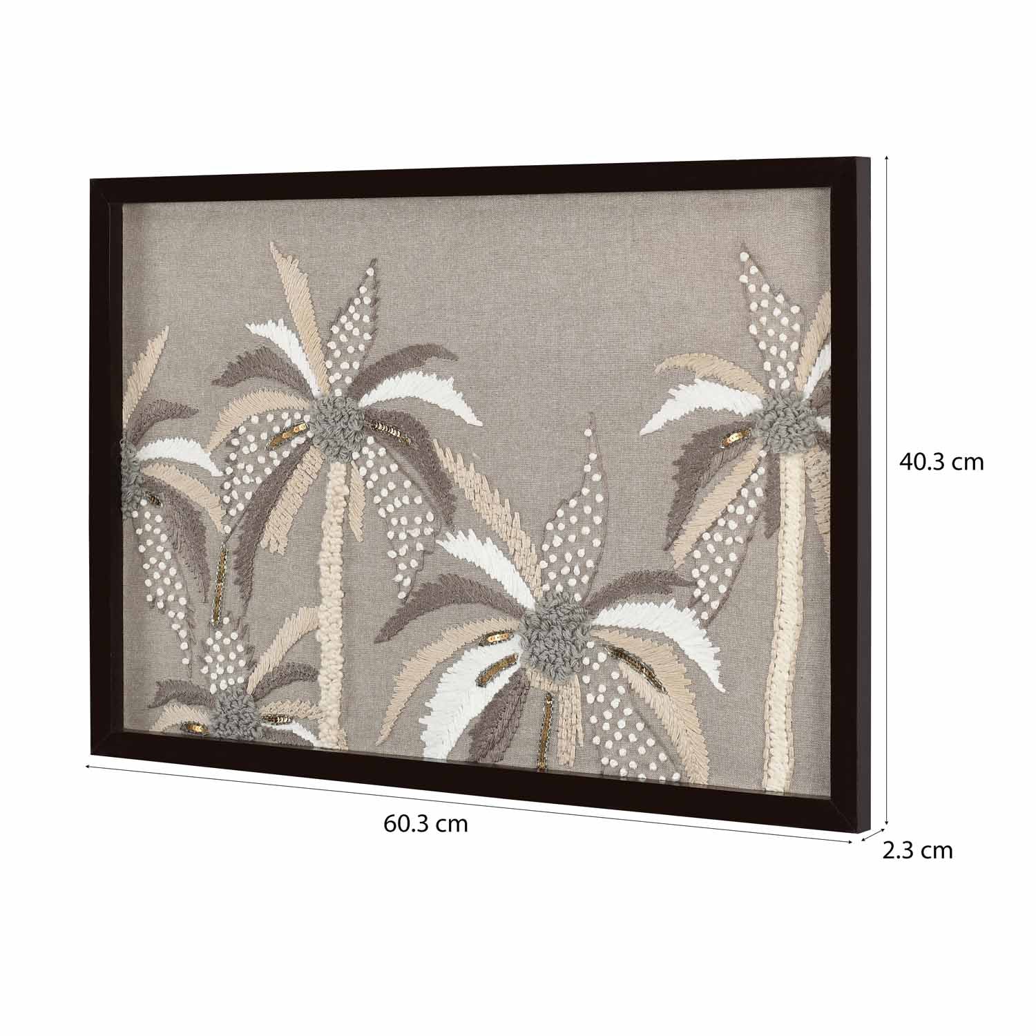 Coconut Tree Embroidered Wall Art (Beige)