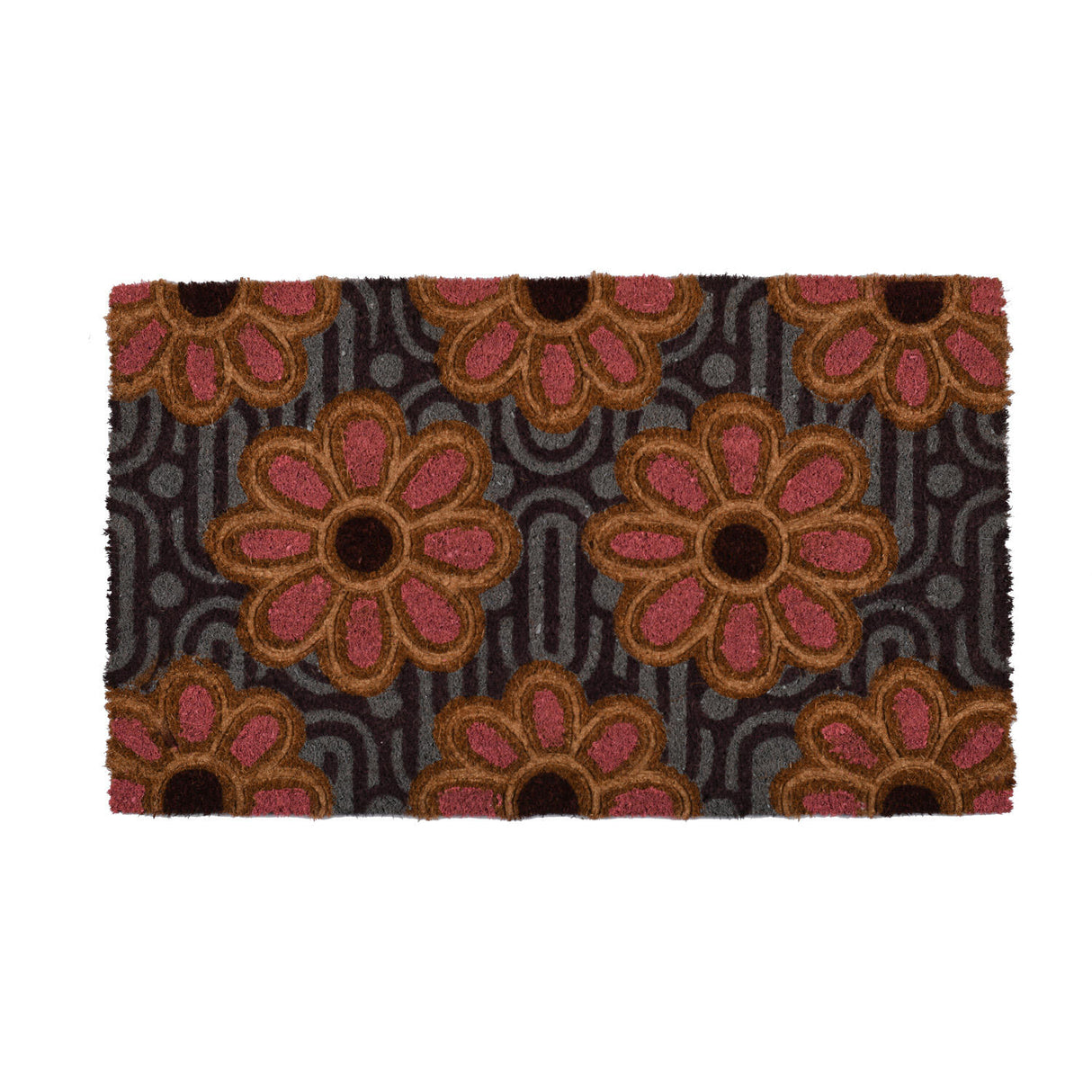 Floral Embossed PVC & Coir 18" x 30" Door Mat (Multicolor)