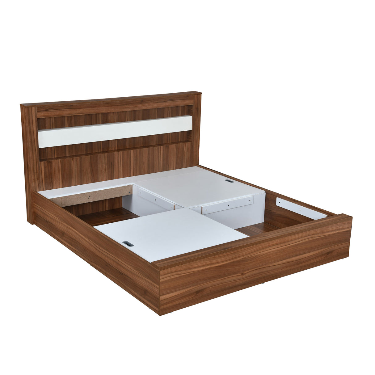 Magnus King Bed with Box Storage(Lyon Walnut)