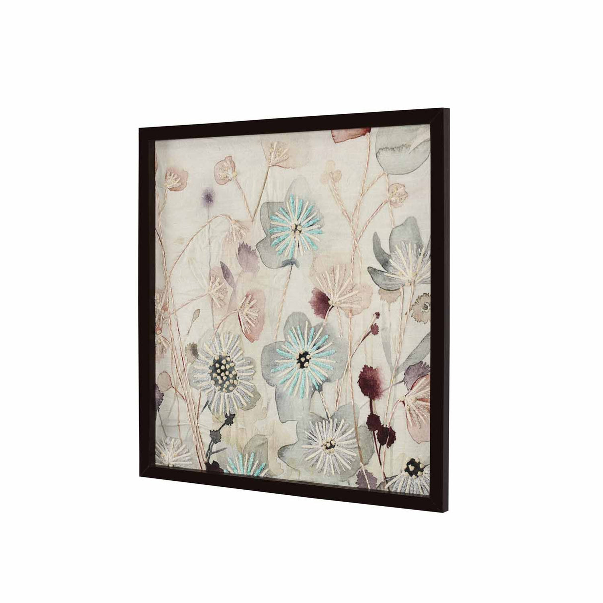 Floral Embroidered Wall Art (Pink & Beige)