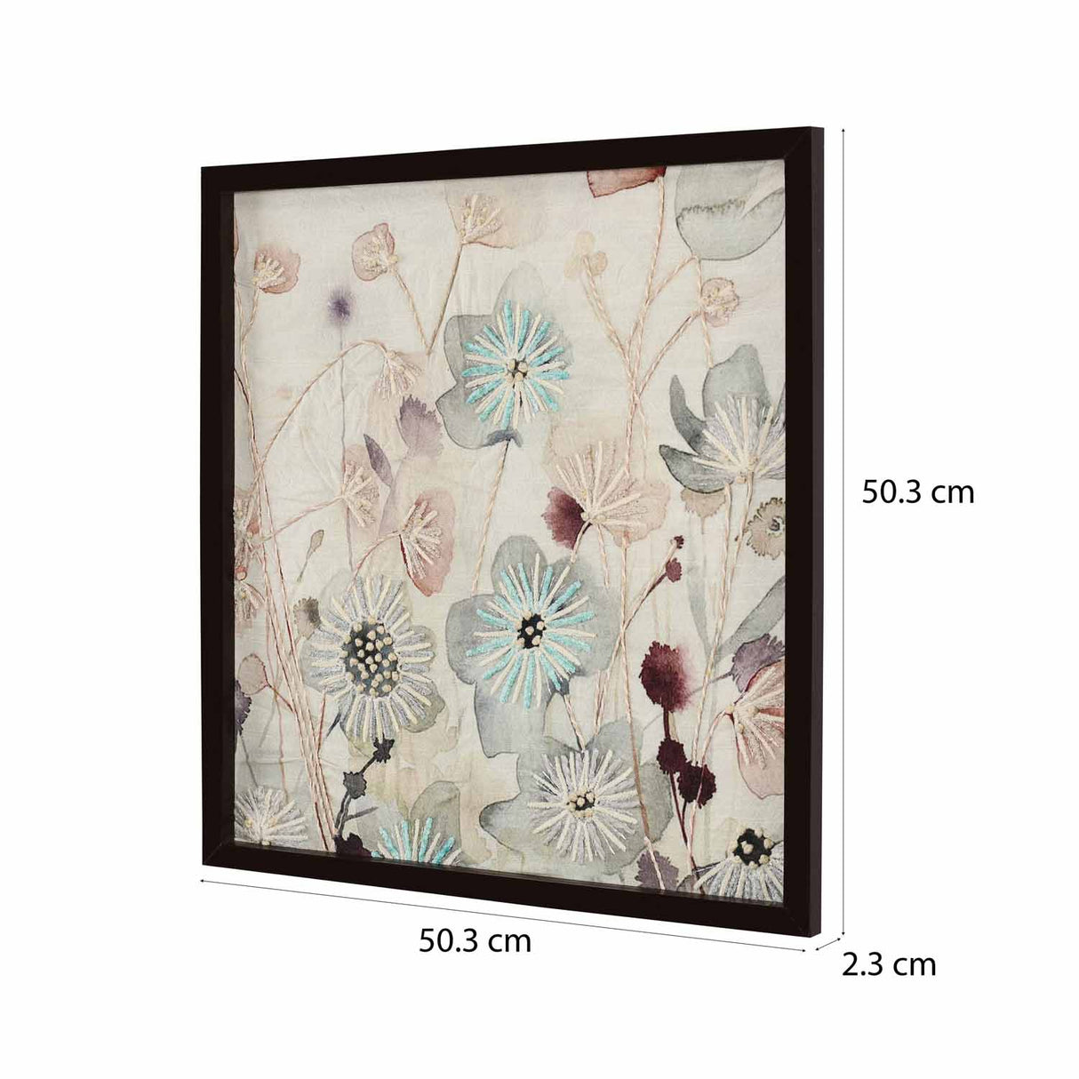 Floral Embroidered Wall Art (Pink & Beige)