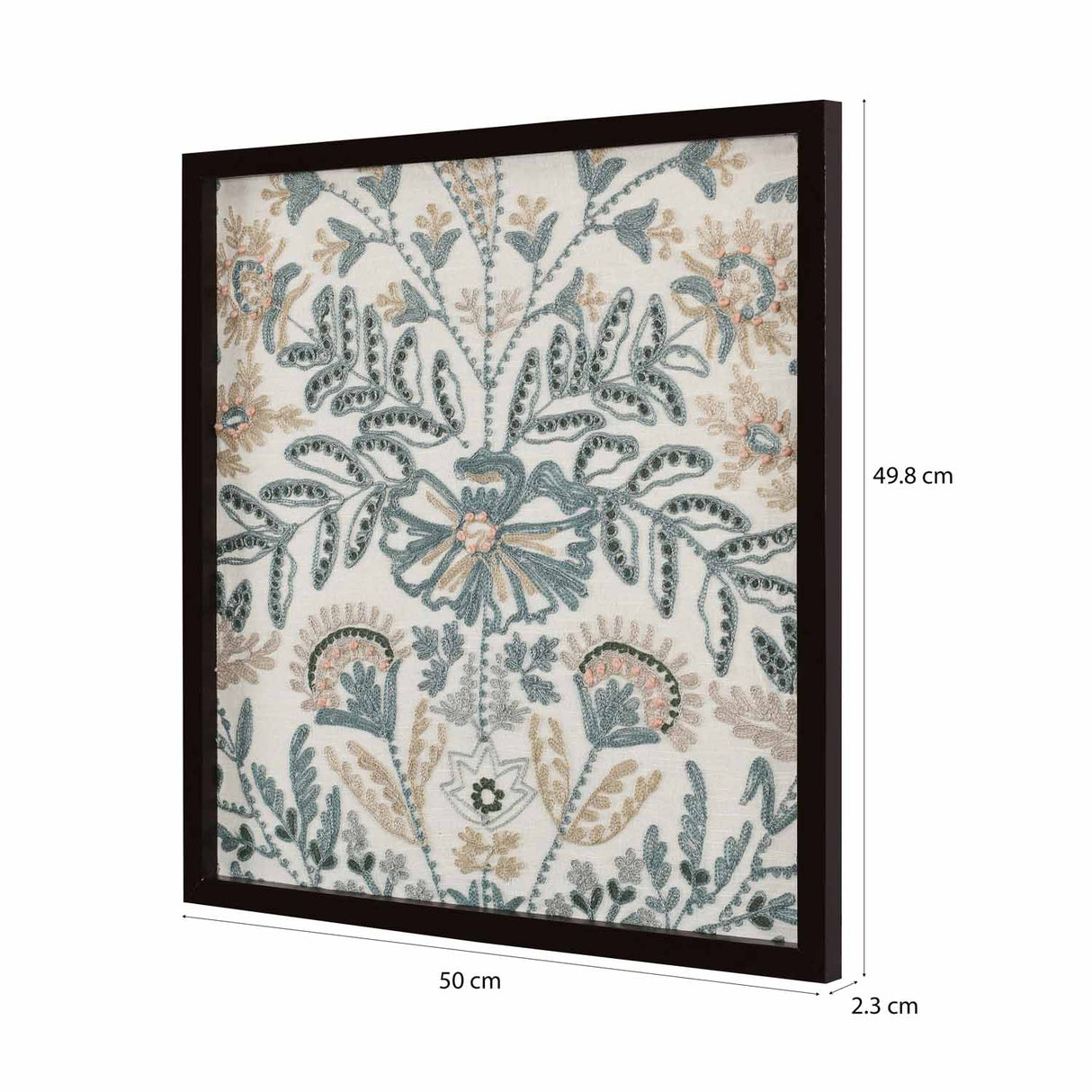 Foliage Embroidered Wall Art (Blue)