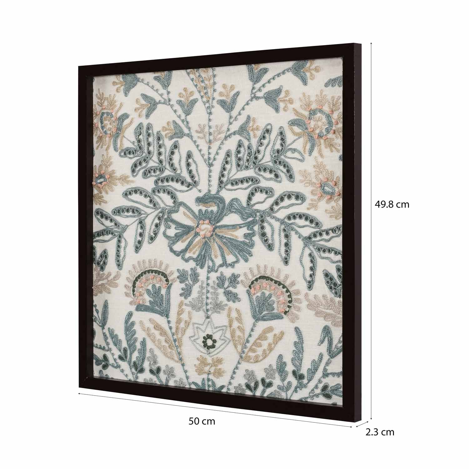 Foliage Embroidered Wall Art (Blue)