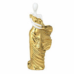 Standing Woman Ceramic Showpiece- White & Gold