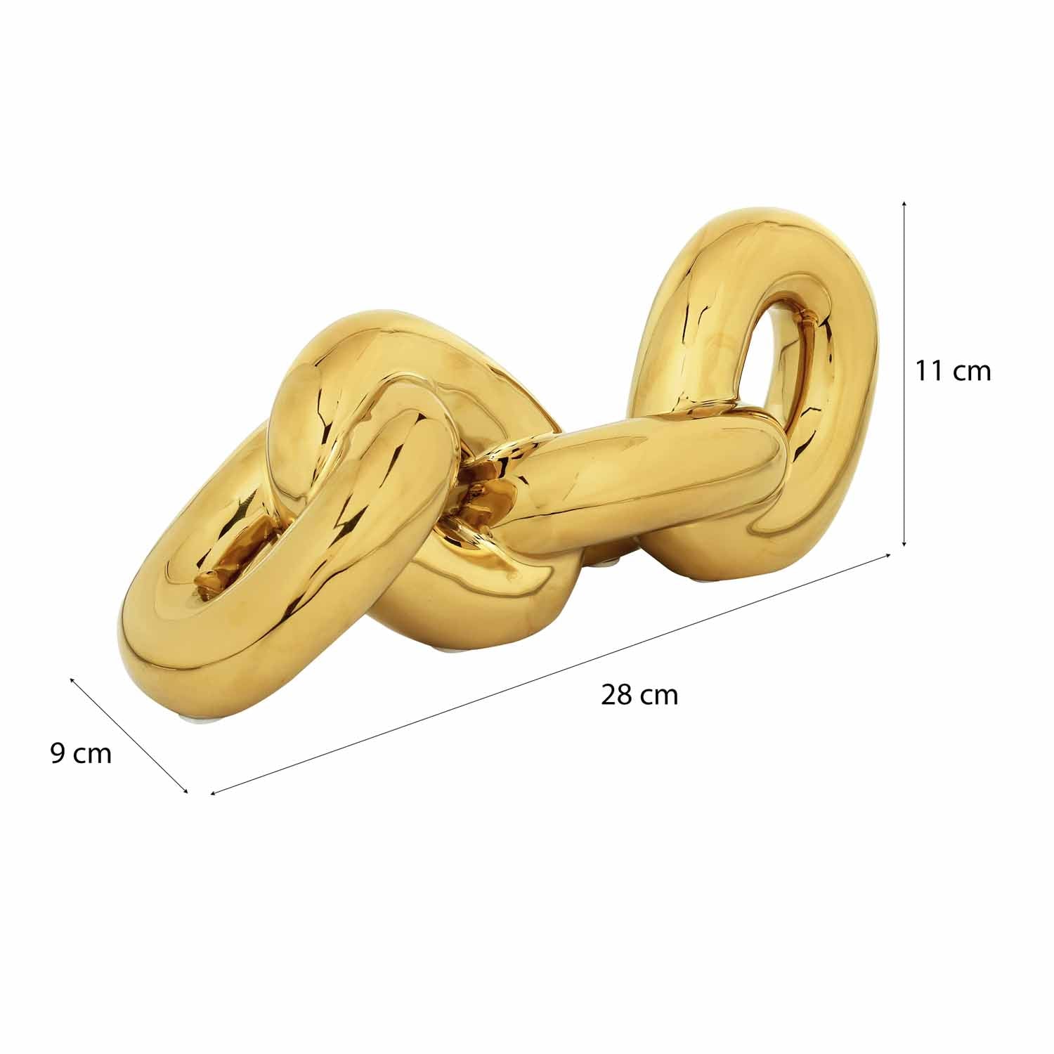 Chain Knot Ceramic Tabletop Decor Showpiece- Gold
