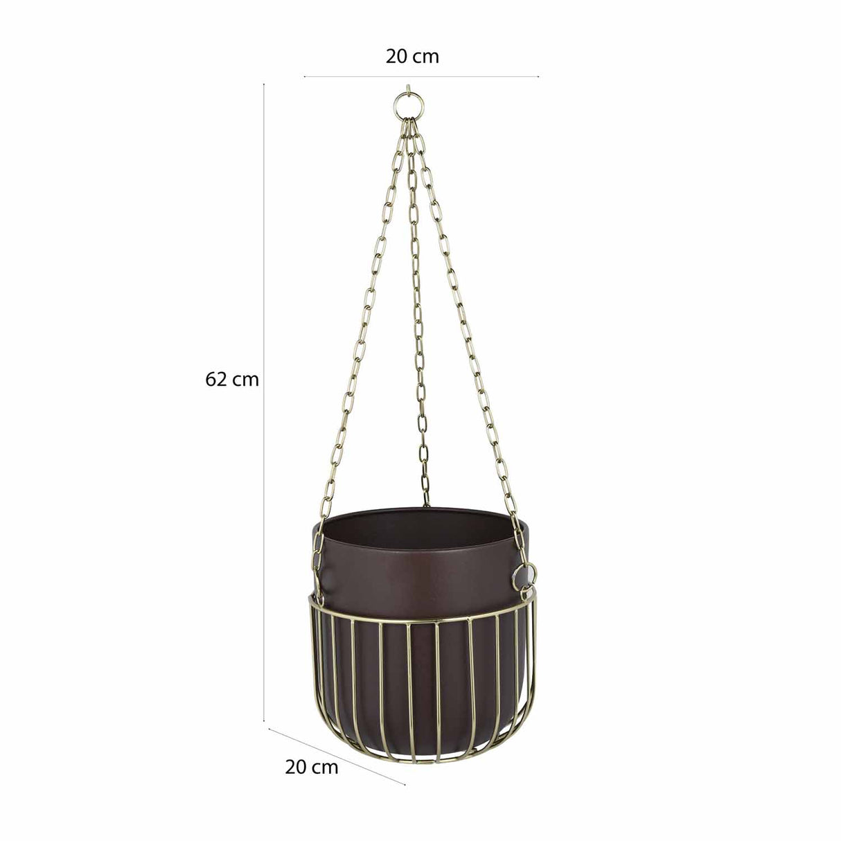 Hanging Metal Planter Medium- Brown and Gold
