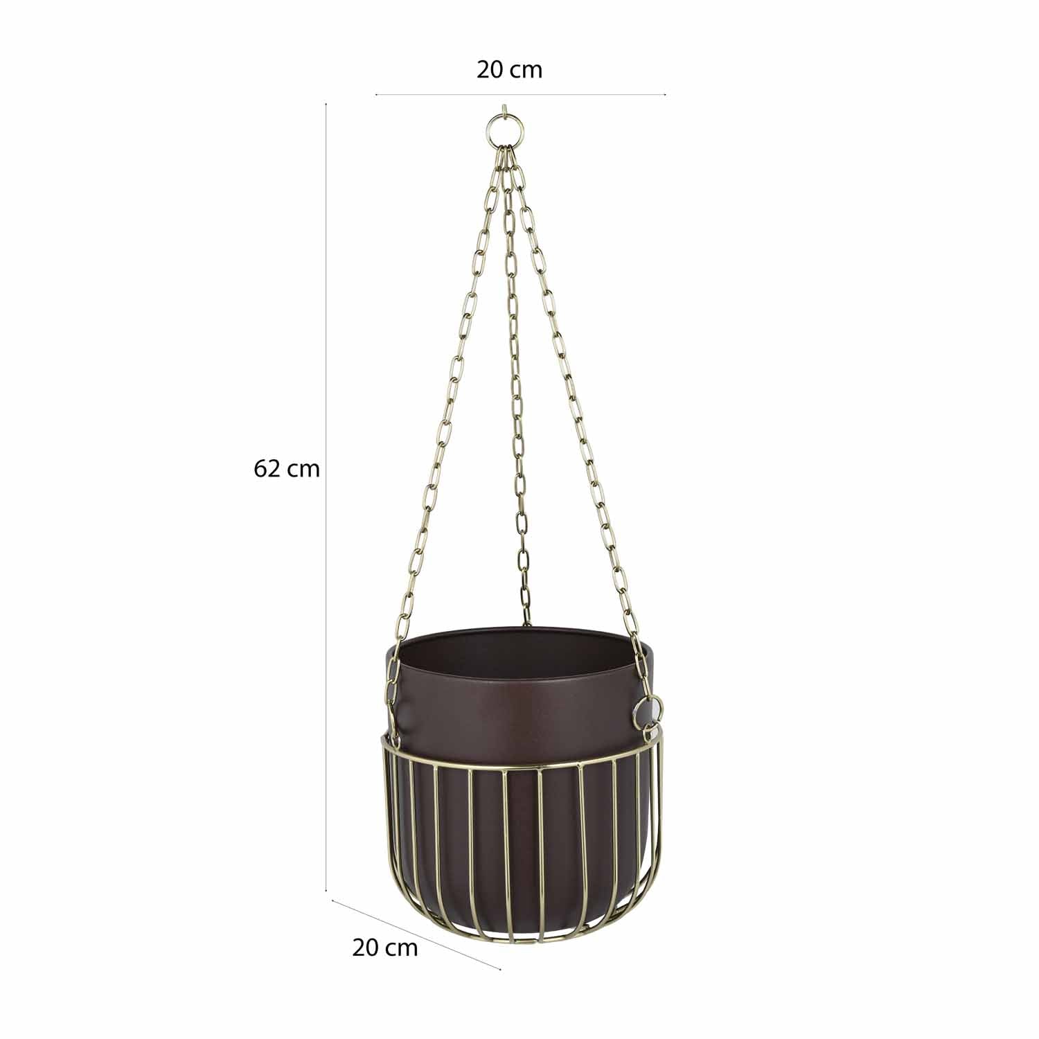 Hanging Metal Planter Medium- Brown and Gold