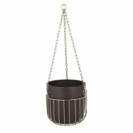 Hanging Metal Planter Medium- Brown and Gold