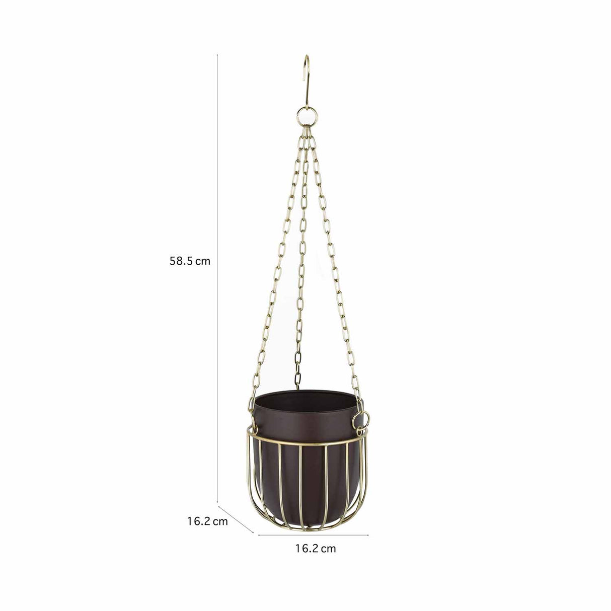 Hanging Metal Planter Small- Brown and Gold