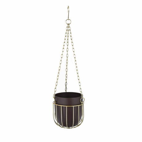 Hanging Metal Planter Small- Brown and Gold