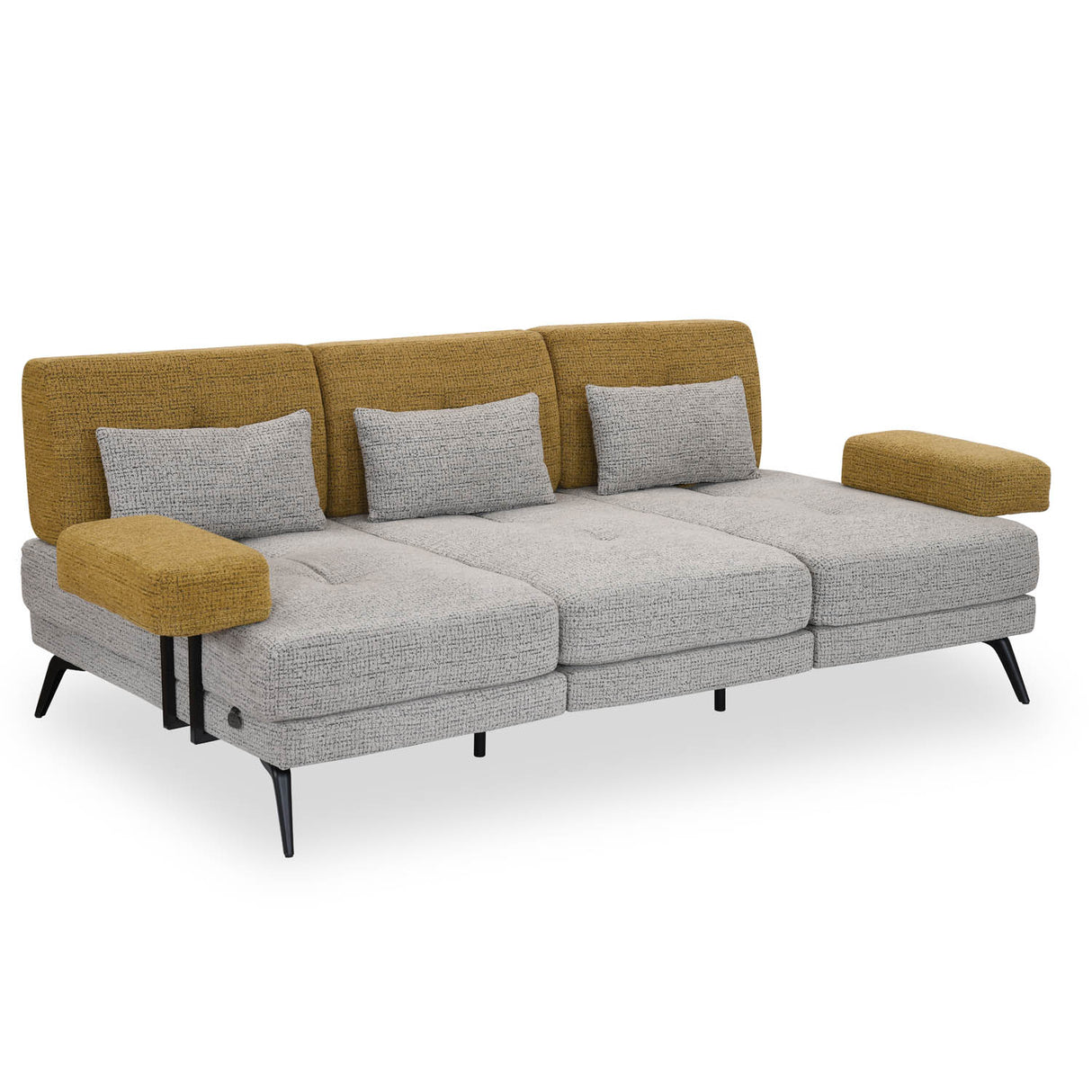 Nocta 3 Seater Fabric Sofa- Mustard and Grey