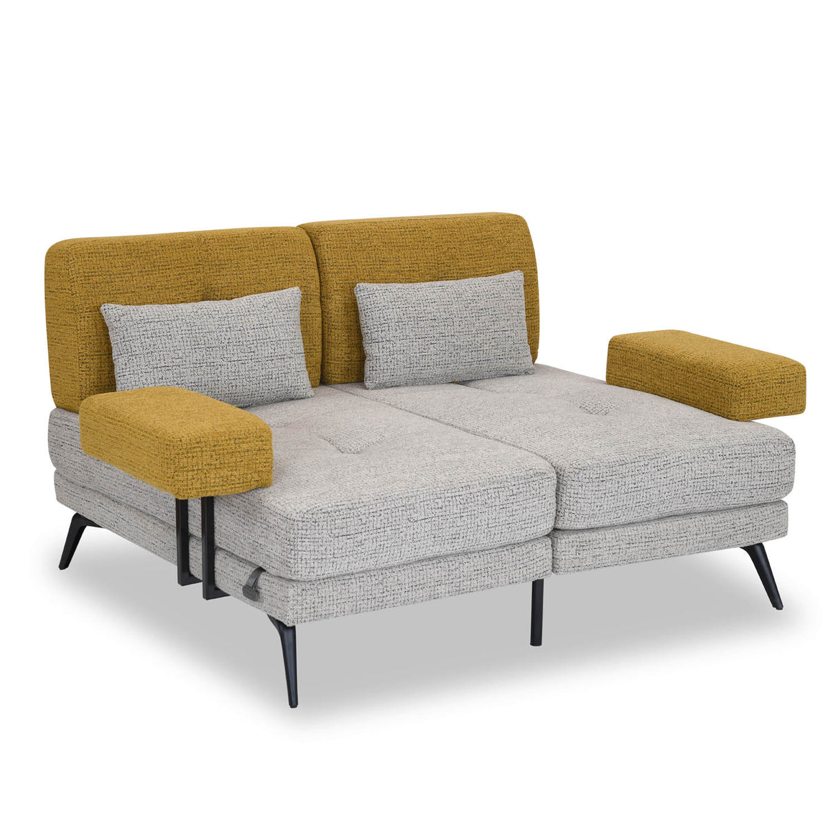 Nocta 2 Seater Fabric Sofa- Mustard and Grey