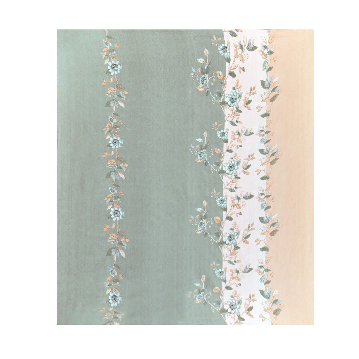 Floral Polyester 4 Pieces Double Bedding Set (Mint & Peach)