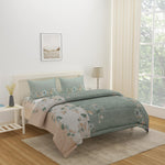 Floral Polyester 4 Pieces Double Bedding Set (Mint & Peach)
