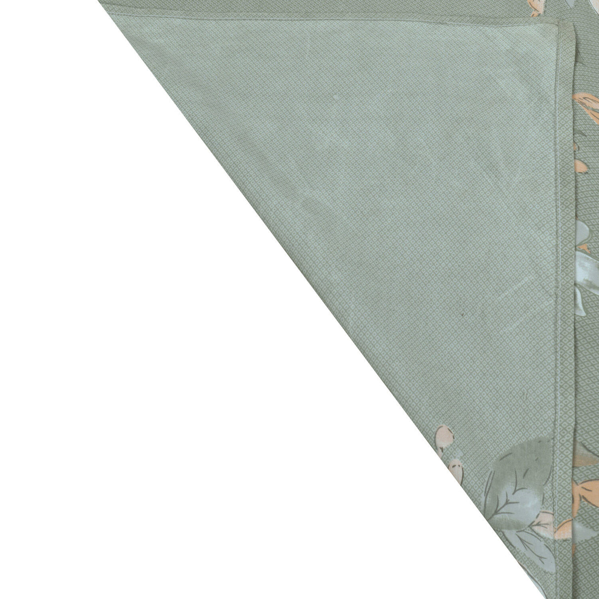 Floral Polyester 4 Pieces Double Bedding Set (Mint & Peach)