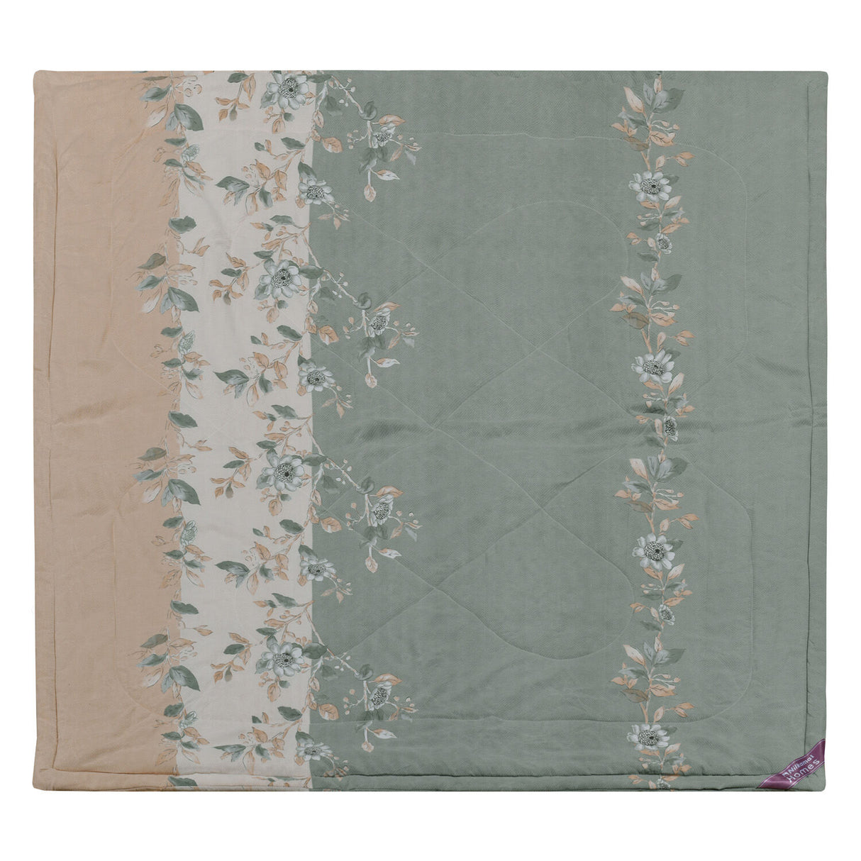 Floral Polyester 4 Pieces Double Bedding Set (Mint & Peach)