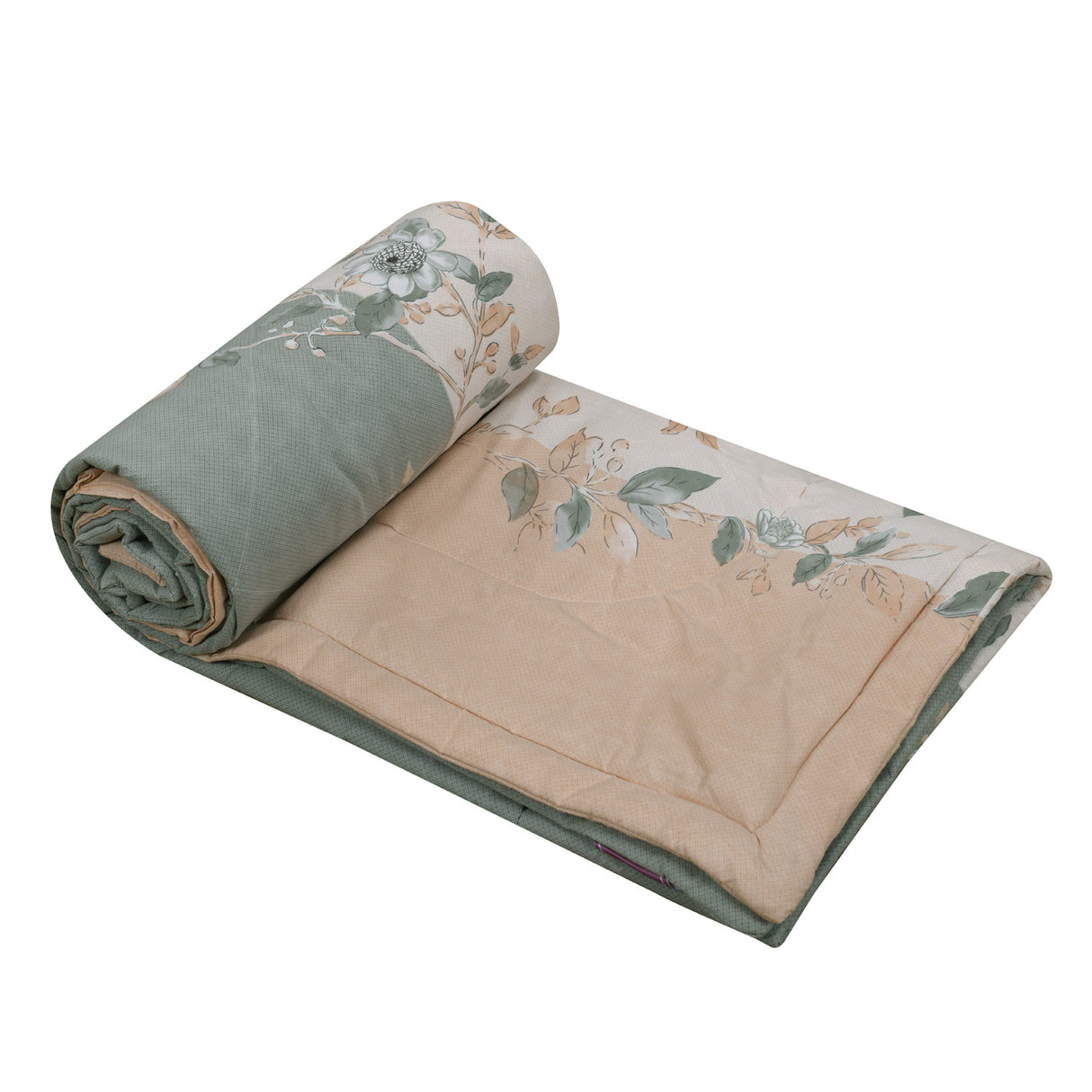 Floral Polyester 4 Pieces Double Bedding Set (Mint & Peach)