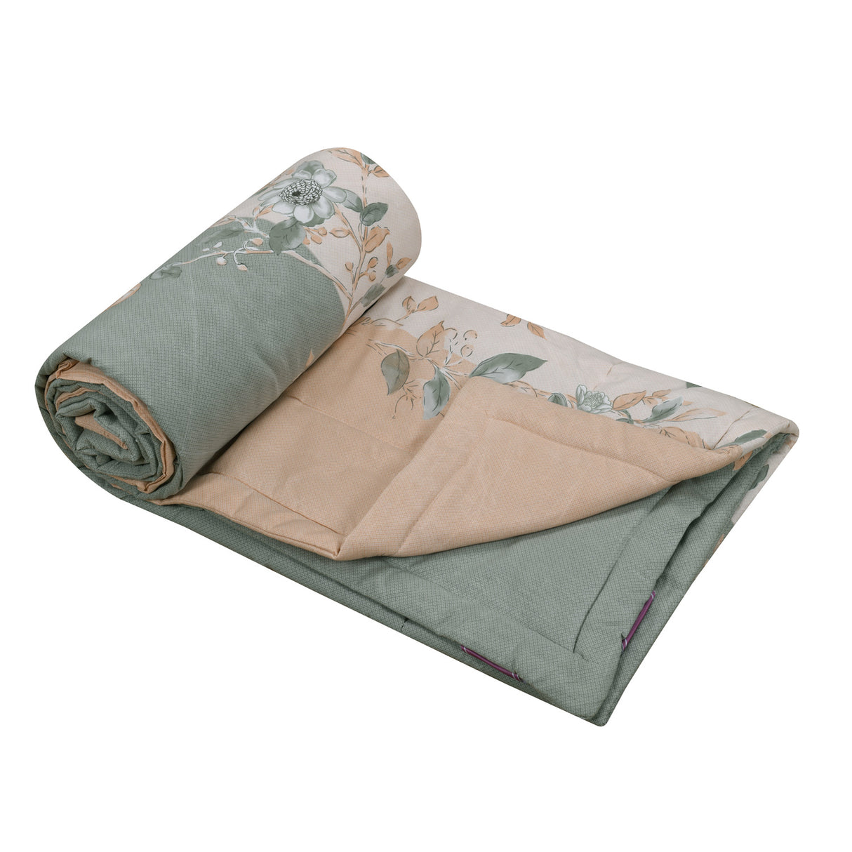 Floral Polyester 4 Pieces Double Bedding Set (Mint & Peach)