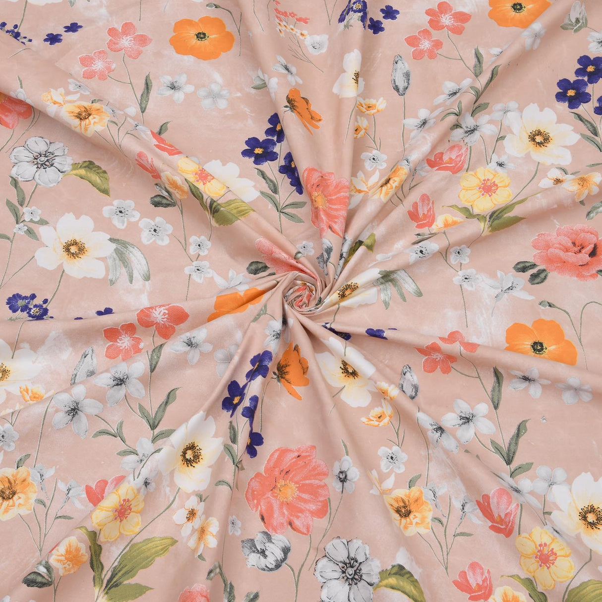 Floral Bloom Polyester King Bedsheet with Pillow Covers- Multicolor