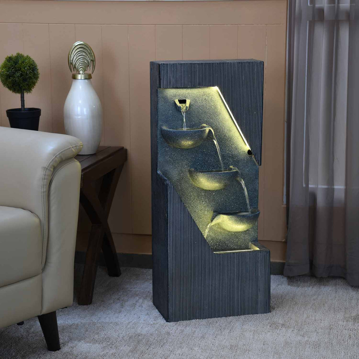 Three Pots on Wall Water Fountain (Grey)