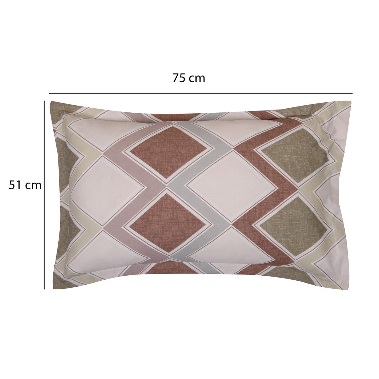 Diamond Pattern Polyester King Bedsheet with Pillow Covers- Multicolor