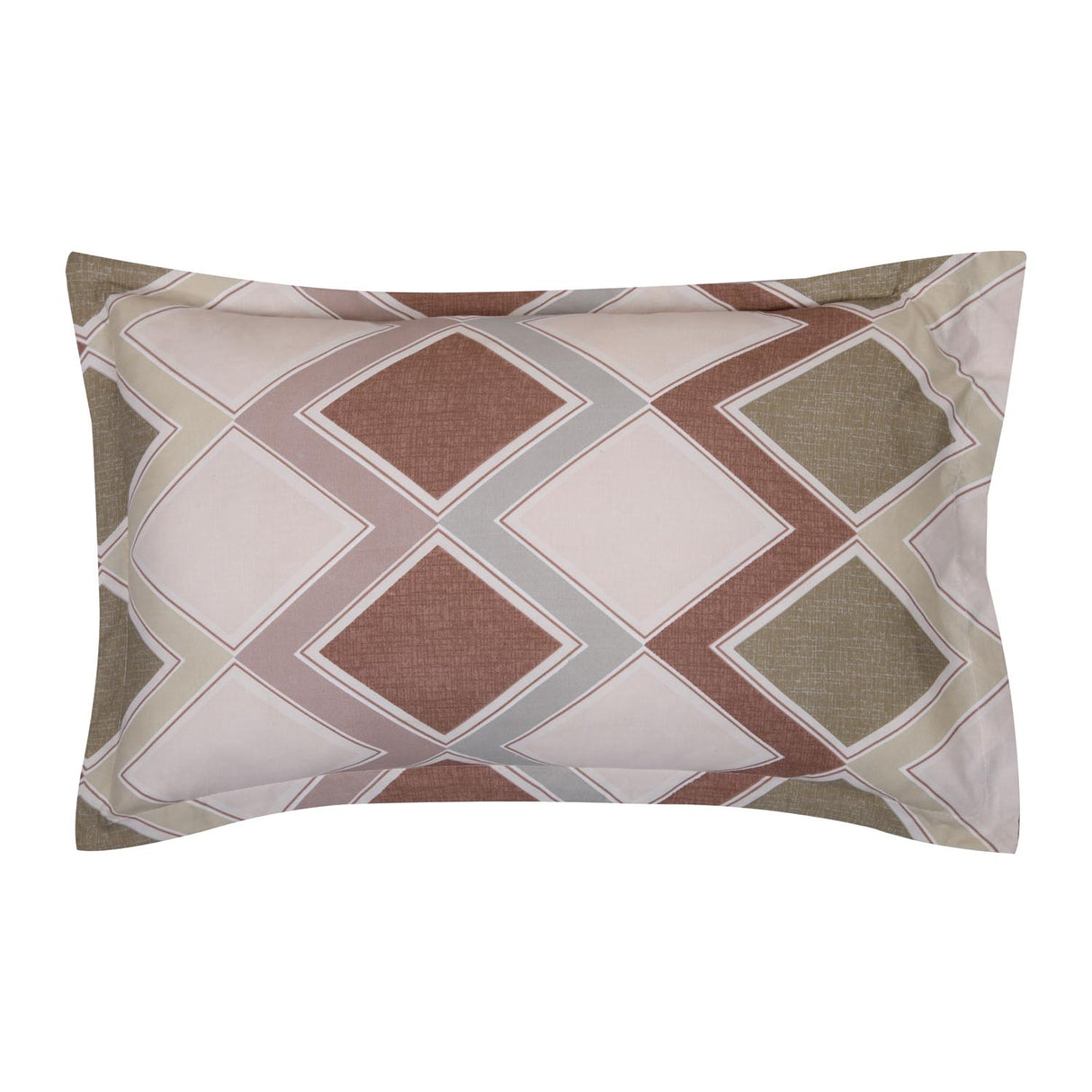 Diamond Pattern Polyester King Bedsheet with Pillow Covers- Multicolor