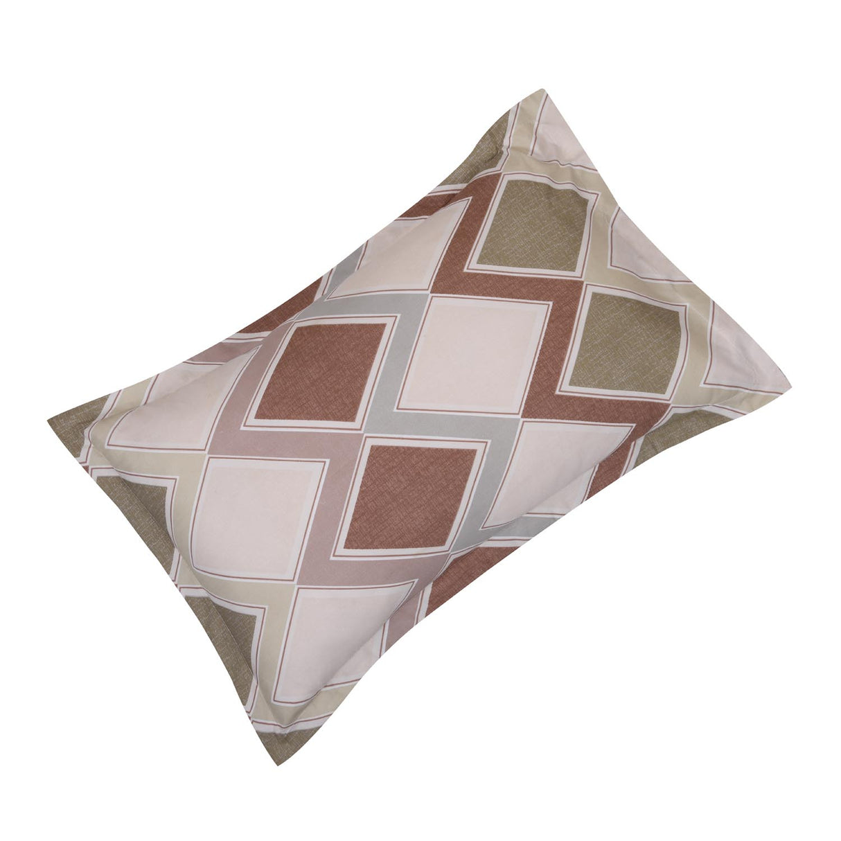 Diamond Pattern Polyester King Bedsheet with Pillow Covers- Multicolor