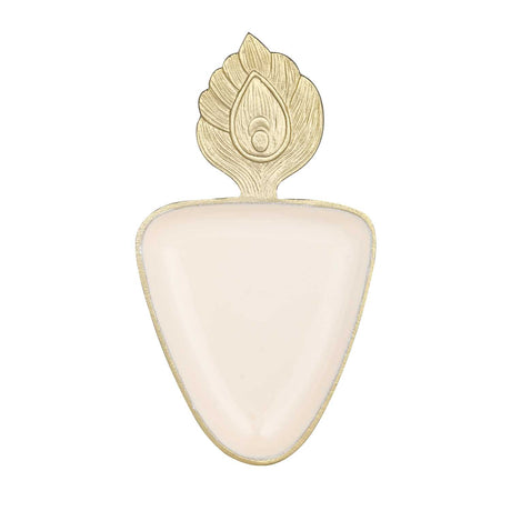 Peacock Feather Serving Platter Large- Off-white and Gold