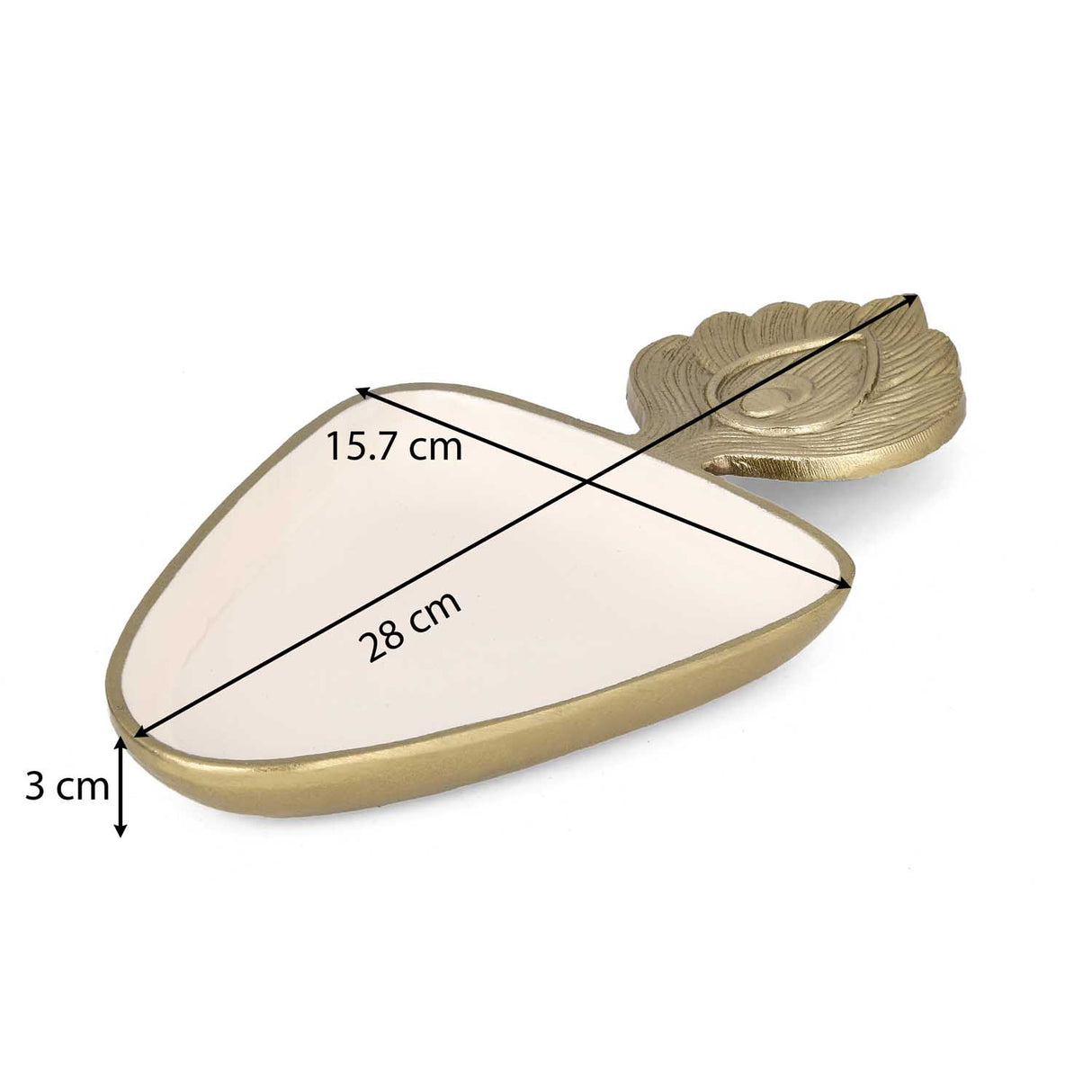 Peacock Feather Serving Platter Large- Off-white and Gold