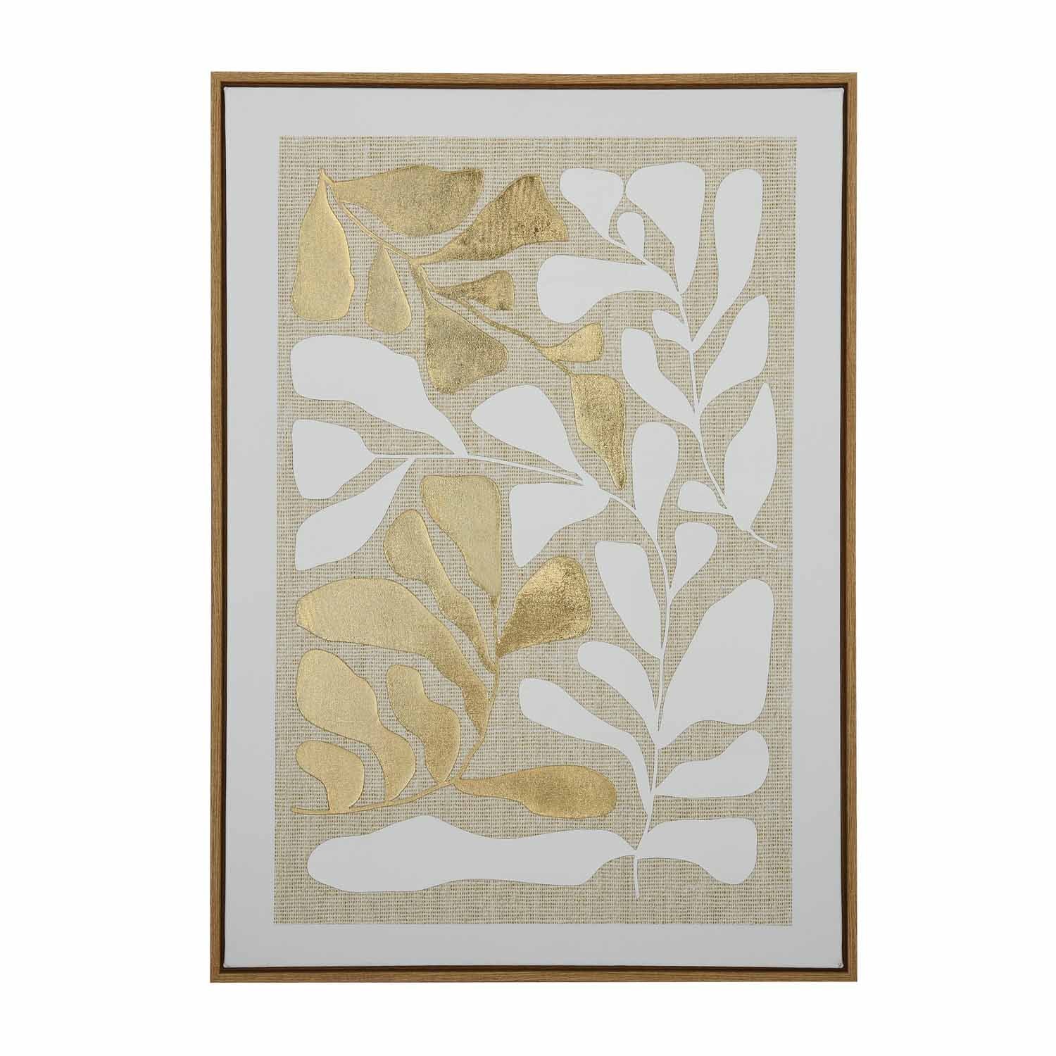 Foliage - I Canvas Painting- White and Gold