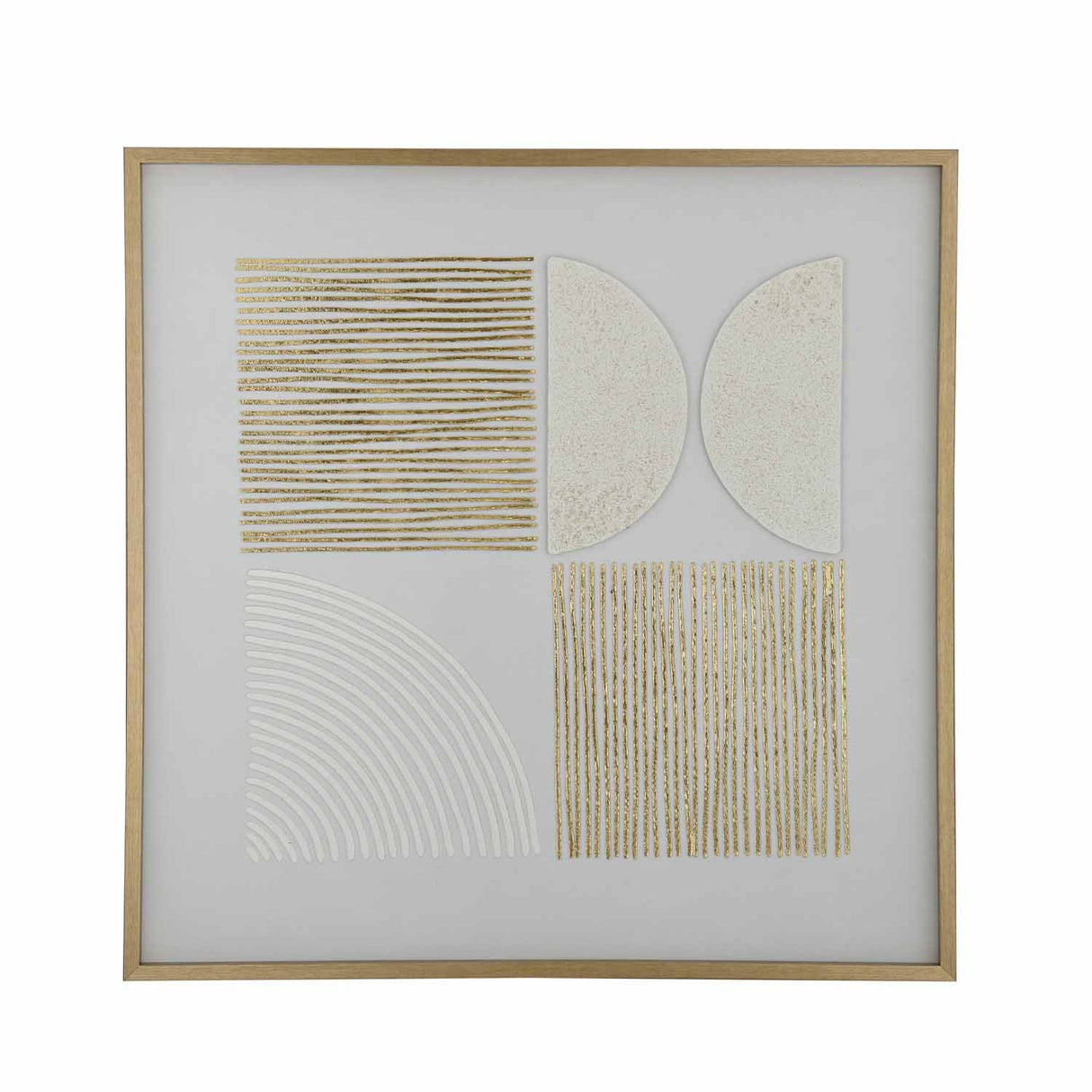Lines and Arch Canvas Wall Painting- White and Gold