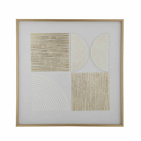 Lines and Arch Canvas Wall Painting- White and Gold