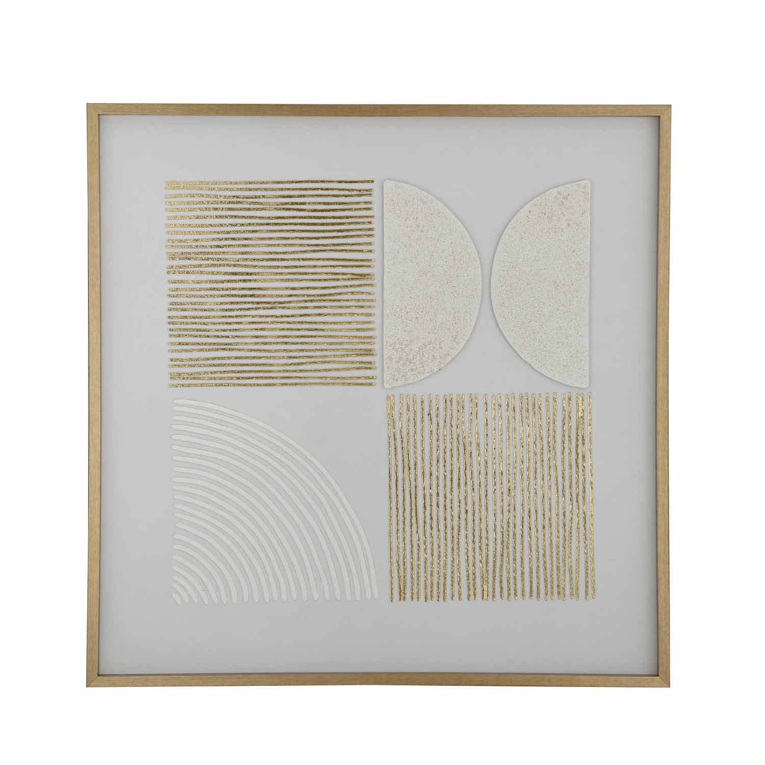 Lines and Arch Canvas Wall Painting- White and Gold