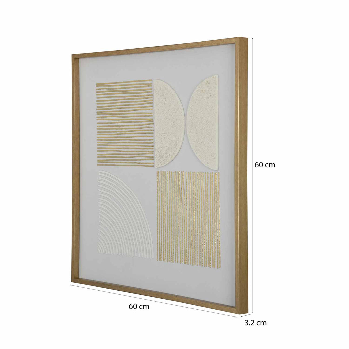 Lines and Arch Canvas Wall Painting- White and Gold