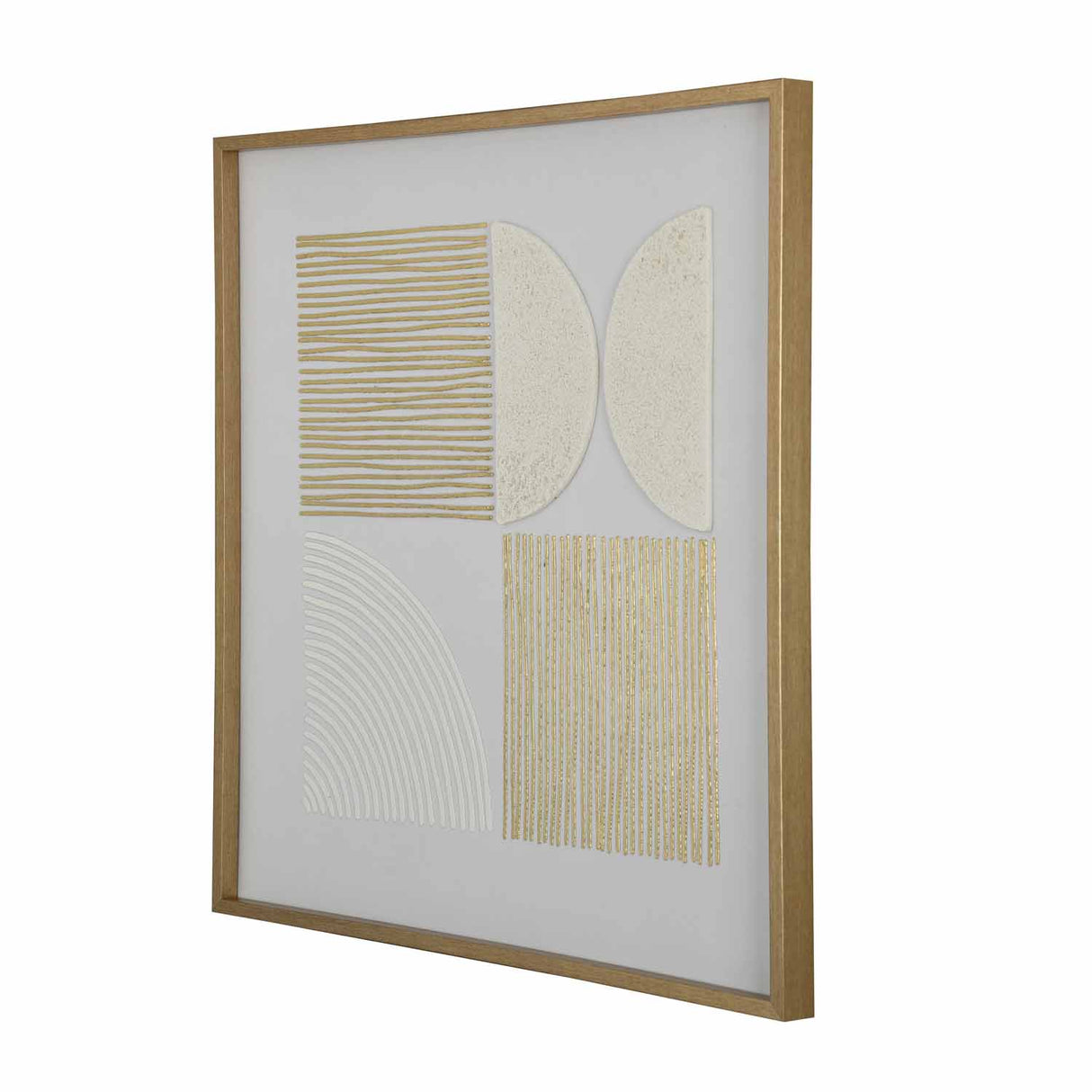 Lines and Arch Canvas Wall Painting- White and Gold