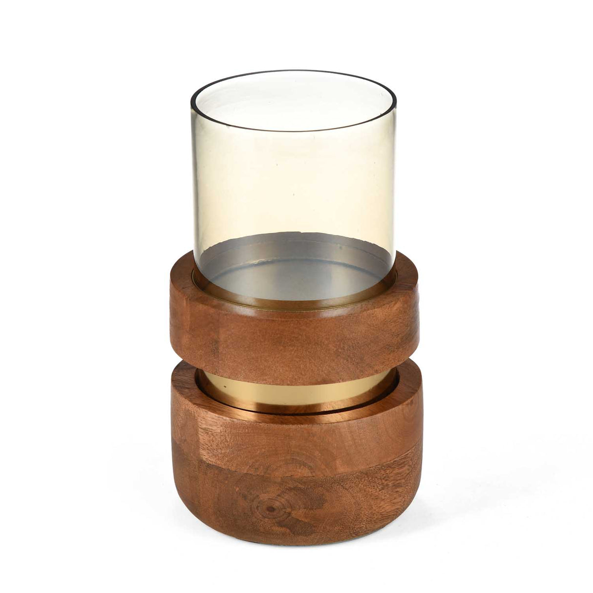 Decorative Soft Edges Round Candle Holder Large- Brown and Gold