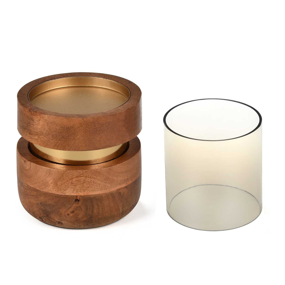 Decorative Soft Edges Round Candle Holder Large- Brown and Gold