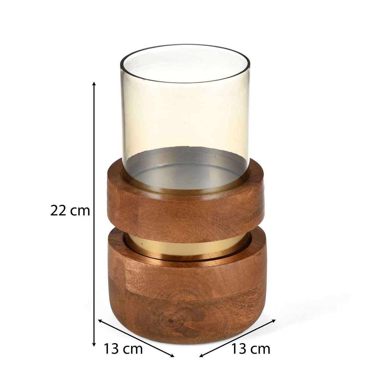 Decorative Soft Edges Round Candle Holder Large- Brown and Gold