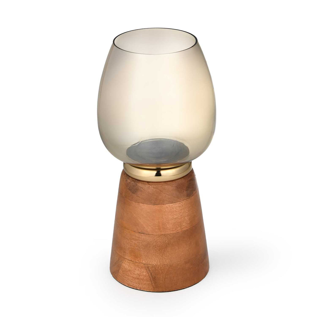 Hurricane Curve Decorative Candle Holder Large- Brown and Gold