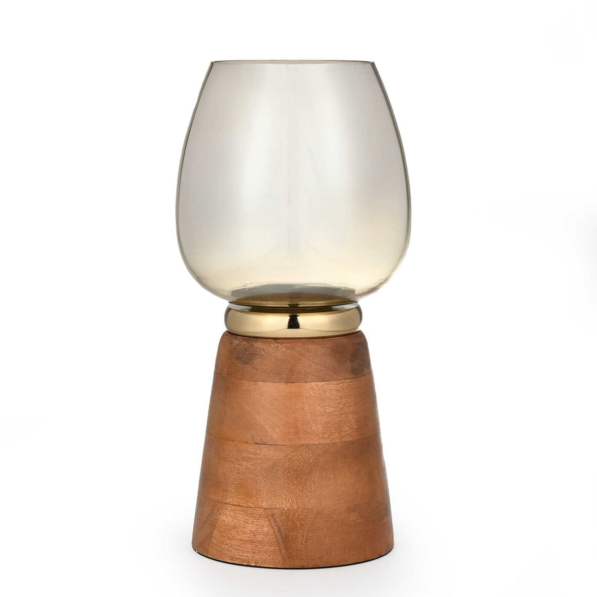 Hurricane Curve Decorative Candle Holder Large- Brown and Gold