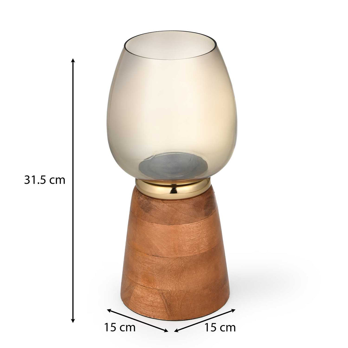 Hurricane Curve Decorative Candle Holder Large- Brown and Gold