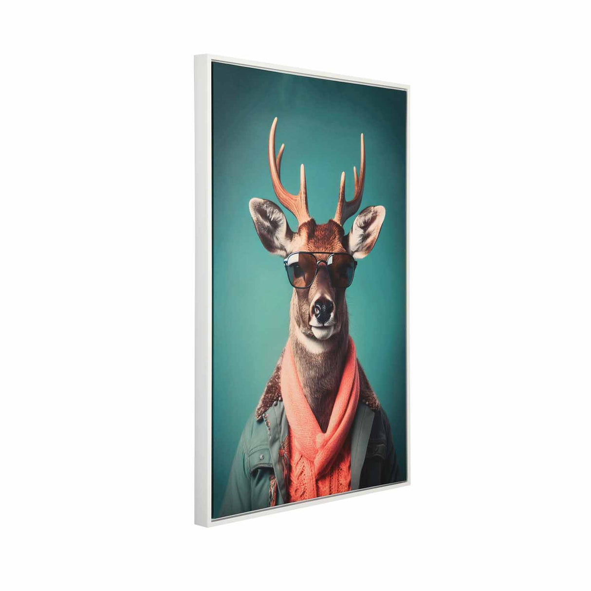 Deer with Glasses Canvas Wall Painting- Blue
