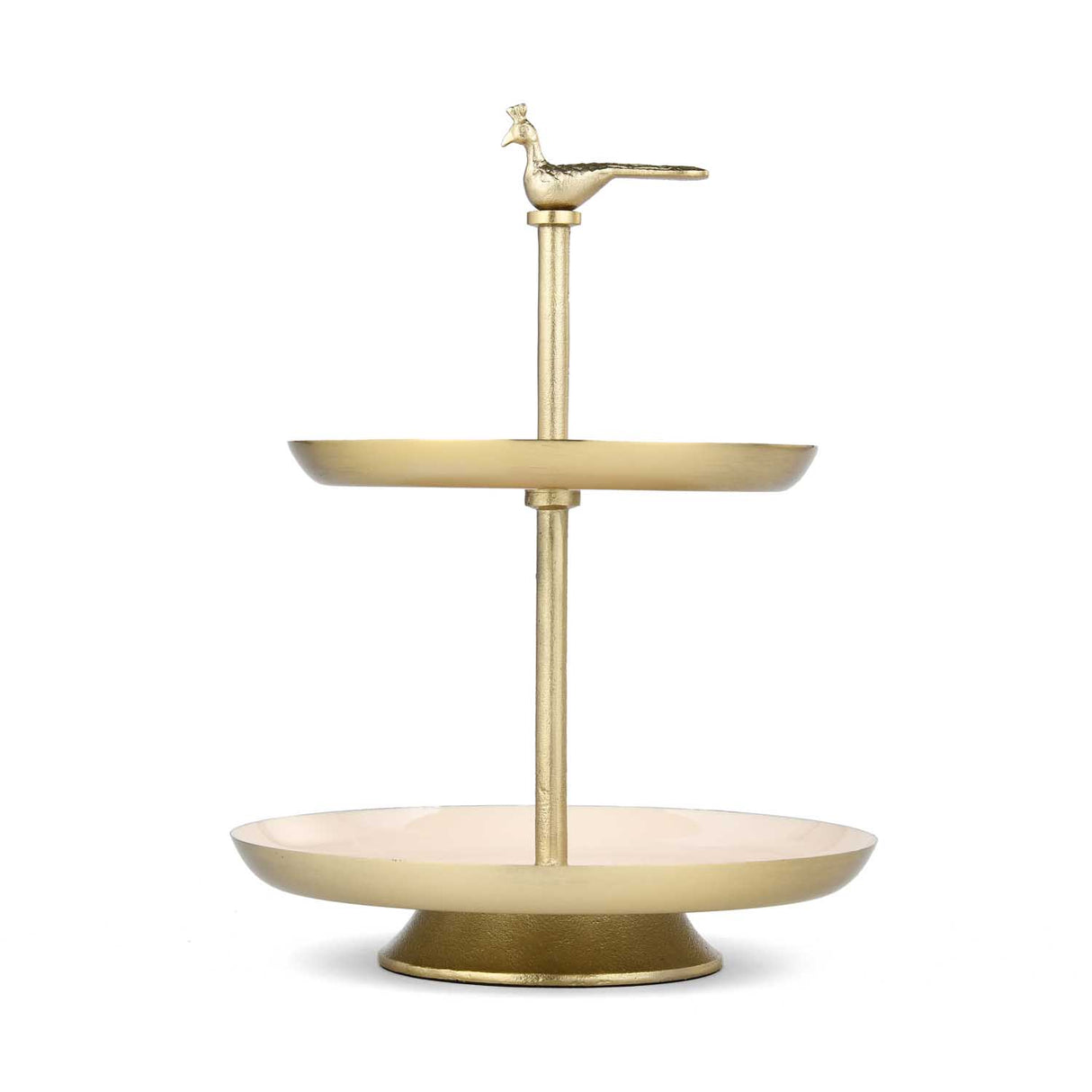 Peacock 2 Tier Pastry Stand- Off-white and Gold