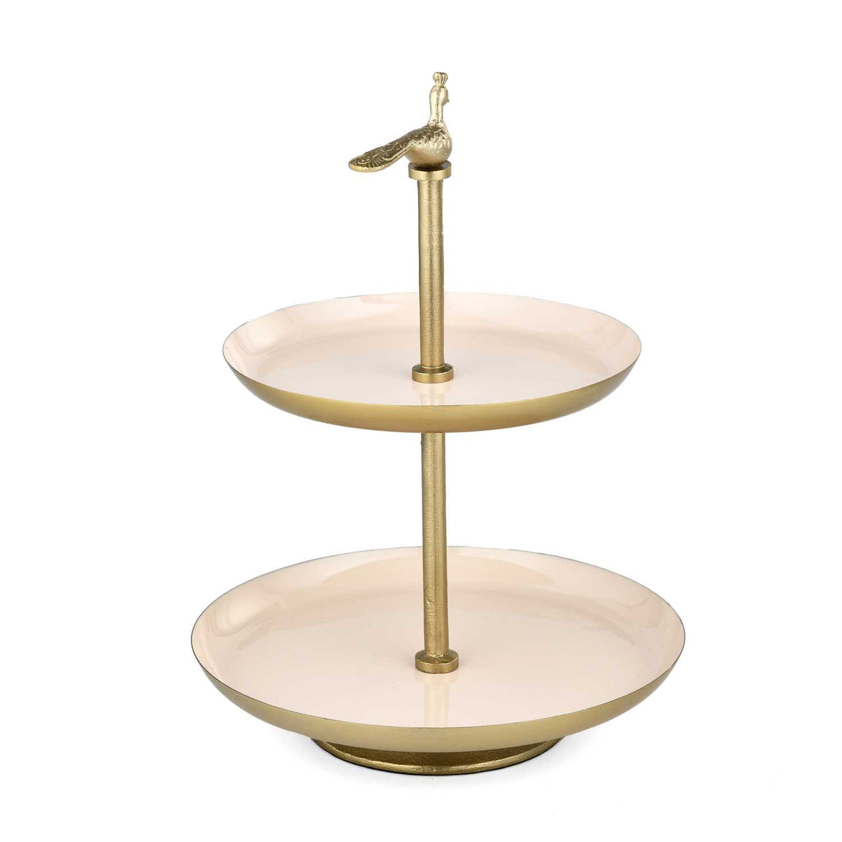 Peacock 2 Tier Pastry Stand- Off-white and Gold
