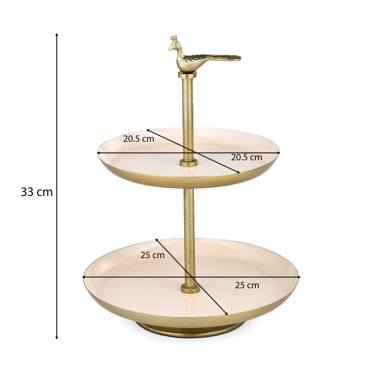 Peacock 2 Tier Pastry Stand- Off-white and Gold