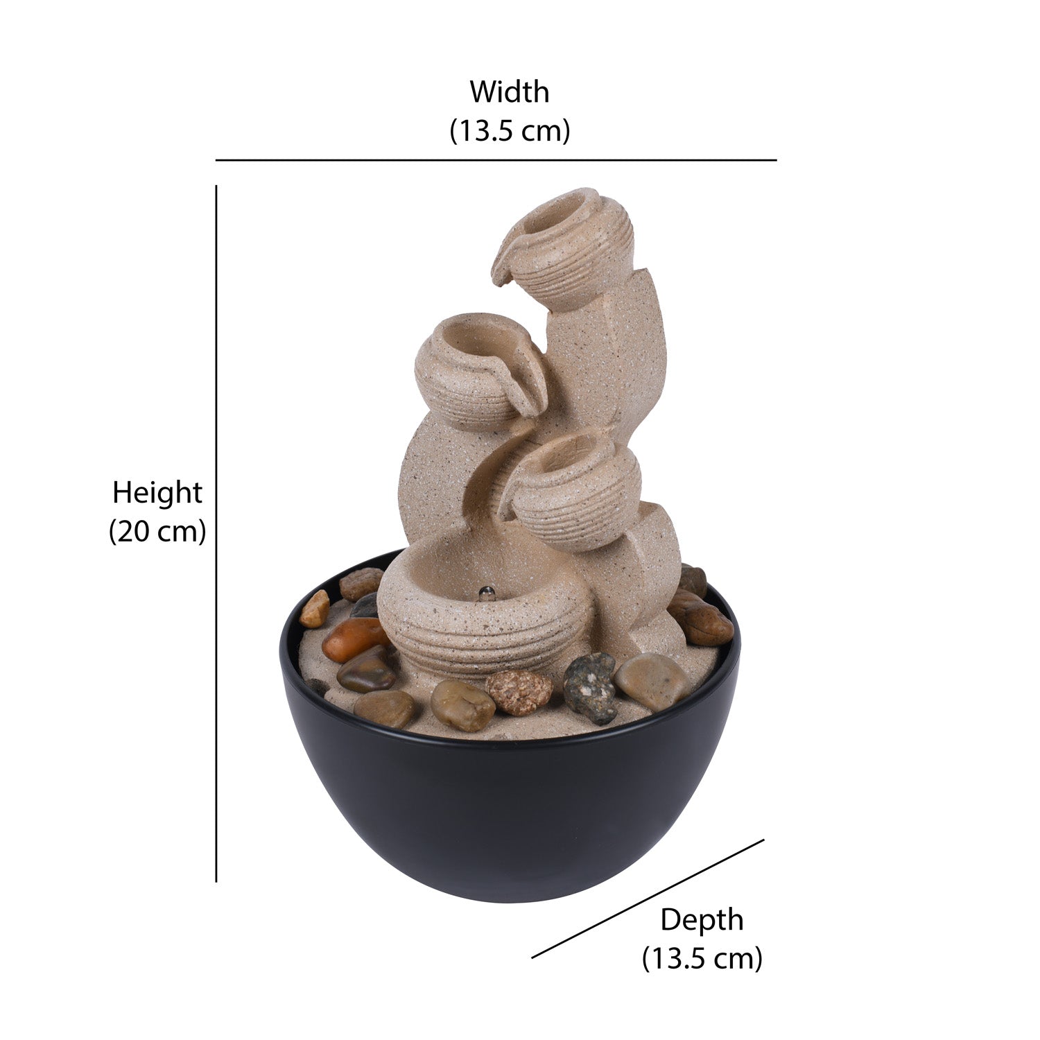 Four Bowl Decorative Water Fountain with LED Light (Sand)